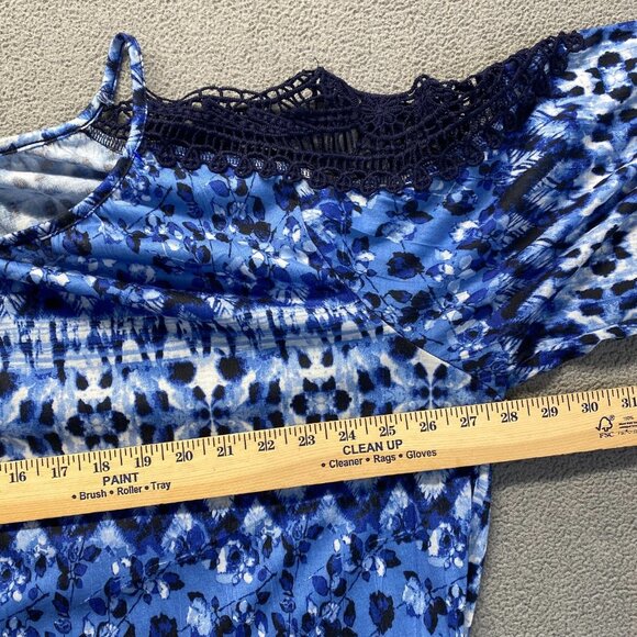 New York Laundry Top Womens Blue Pattern 3/4 Sleeve Stretch Blouse Sz 2X,Preppy - Picture 4 of 9
